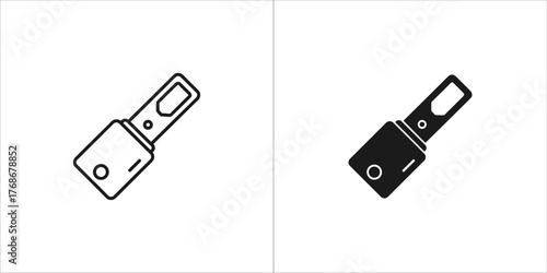 Black and white linear icon of a modern usb flash drive for web or app