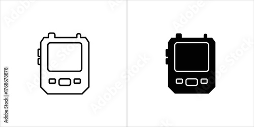 Outline and solid style icon of a personal digital assistant