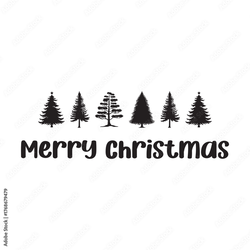 Obraz premium Festive Christmas illustration featuring joyful holiday elements like Santa, snowman, reindeer, trees, snowflakes, and cheerful typography. Perfect for greeting cards, posters, invitations, t-shirts, 