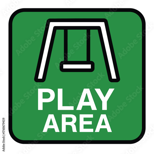 Play area sign informing of rules and boundaries for safe and enjoyable activities