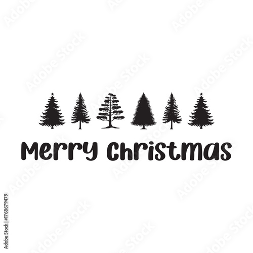 Festive Christmas illustration featuring joyful holiday elements like Santa, snowman, reindeer, trees, snowflakes, and cheerful typography. Perfect for greeting cards, posters, invitations, t-shirts, 