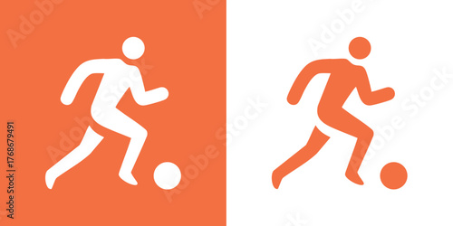 Modern vector soccer logo featuring abstract running player silhouette in dynamic athletic motion