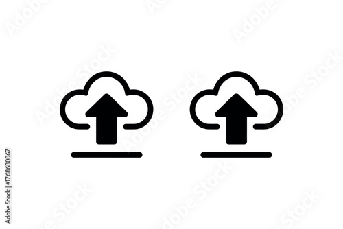 Two cloud upload icons representing data storage and digital transfer.
