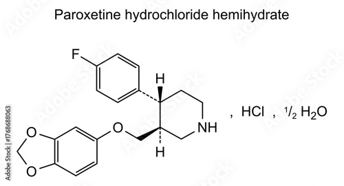 Paroxetine hydrochloride hemihydrate, chemical structure of paroxetine hydrochloride hemihydrate, drug substance