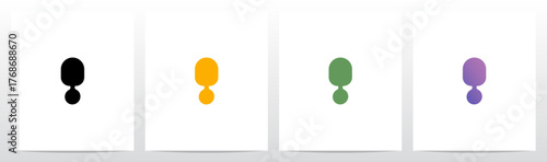 Rounded Rectangle Dots Connected Organic Shape Letter Logo Design I