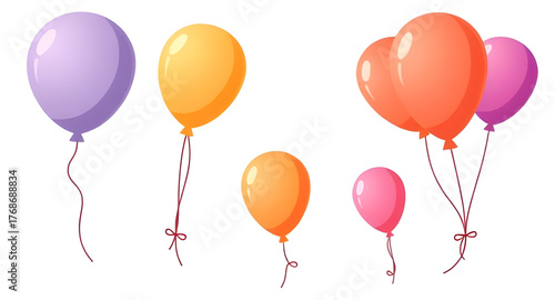 balloon, collection, vector, illustration, decoration, celebration, party, birthday, festival, colorful, fun, festive, air, helium, floating, joy, happiness, cheerful, cute, cartoon, minimal, flat, li