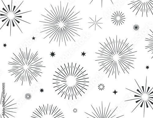 Sunburst Fireworks Pattern Vector Illustration Abstract Star Background