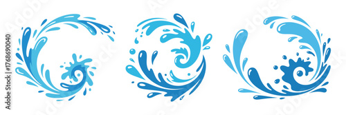 Set Of Blue Water Splash Vector Elements Illustrations clean composition isolated high quality vector professional minimal