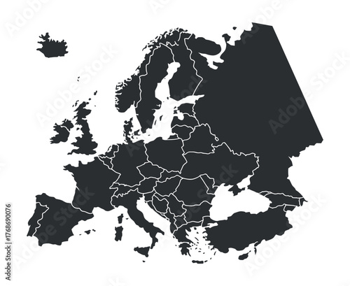 Europe Map Vector: Country Borders, Detailed Outline Illustration