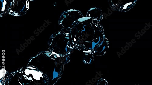 Various shapes and movements of water on a transparent background with alpha channel.
