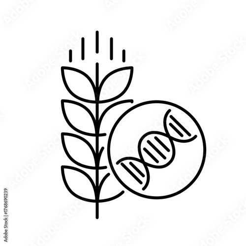 Vector icon of Synthetic Biology. A DNA strand with a leaf, symbolizing synthetic biology’s role in bioengineering and environmental innovation.