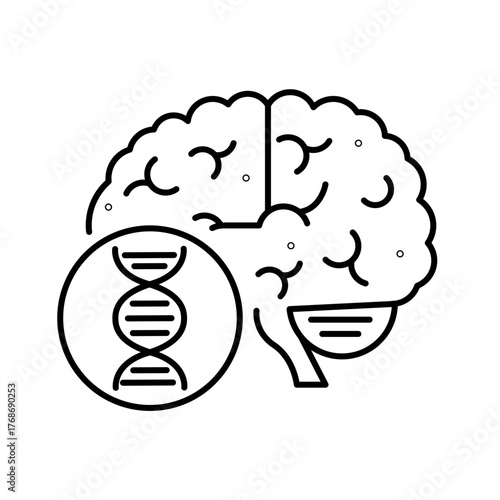 Vector icon of Neuro Bioengineering. highlighting the fusion of neuroscience and bioengineering. Ideal for brain science, medical technology.
