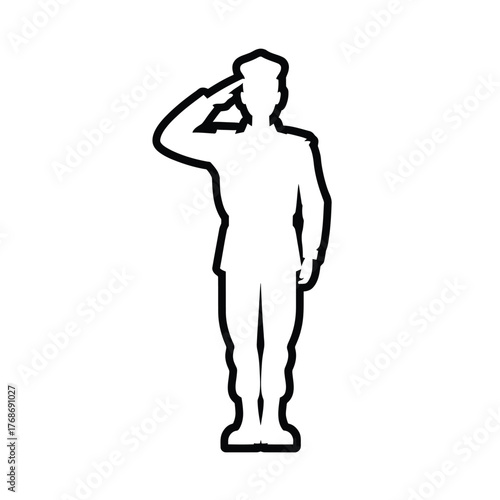 Silhouette of a soldier saluting in uniform