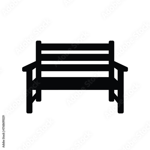 Simple black silhouette of a wooden park bench