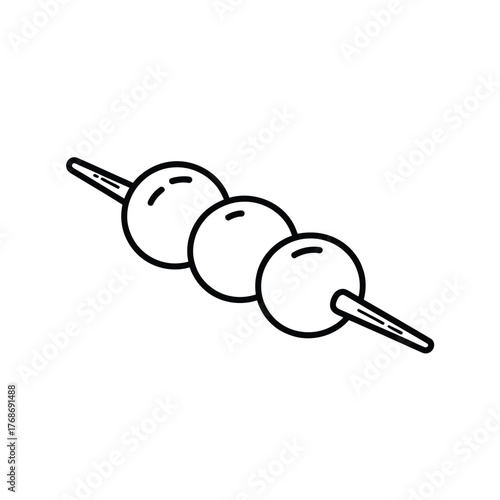 Simple line drawing of three dango balls on a skewer