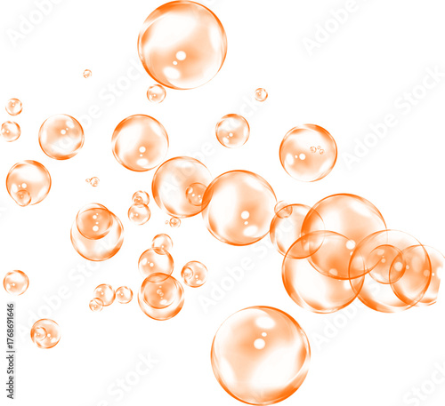 Orange Bubbles Isolated on Transparent Background – Abstract Floating Shapes 