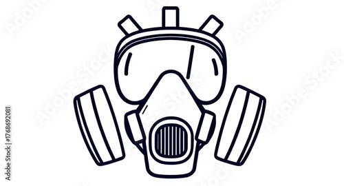 gas mask, vector, illustration, icon, protection, safety, respirator, mask, filter, air, toxic, pollution, chemical, military, defense, industrial, equipment, danger, hazard, protective gear, minimal,