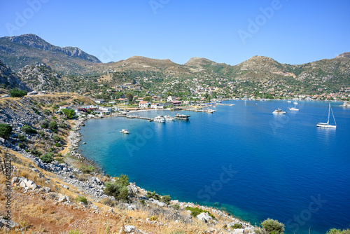Fototapeta Naklejka Na Ścianę i Meble -  Selimiye is a neighbourhood of the municipality and district of Marmaris, Muğla Province, Turkey. A popular cove for boat and yacht tourism. It lies in the Bozburun Peninsula