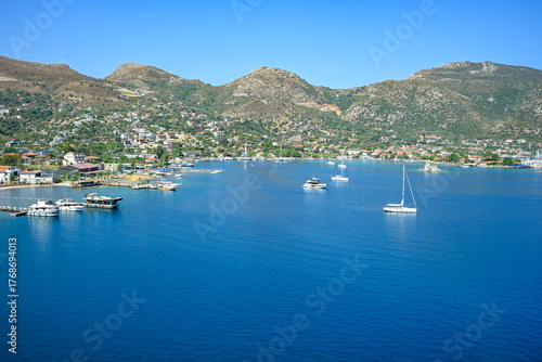 Fototapeta Naklejka Na Ścianę i Meble -  Selimiye is a neighbourhood of the municipality and district of Marmaris, Muğla Province, Turkey. A popular cove for boat and yacht tourism. It lies in the Bozburun Peninsula