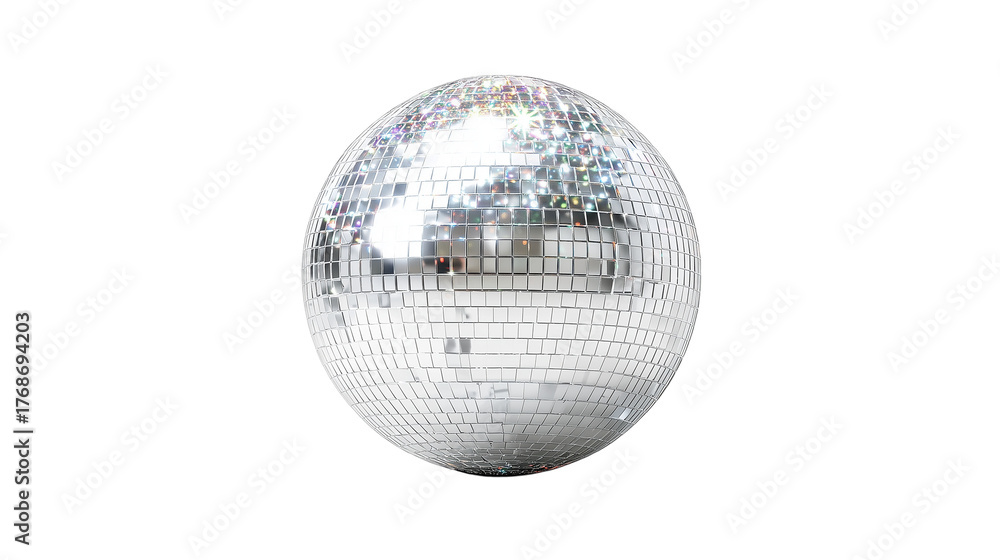 Fototapeta premium Sparkling disco ball reflecting light in a lively party atmosphere during the night at a dance floor venue Generative AI