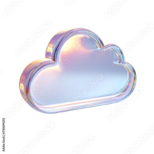 3D Glossy Blue Cloud Download Icon isolated on transparent background