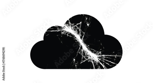 Cracked black cloud symbol representing data loss or technology failure