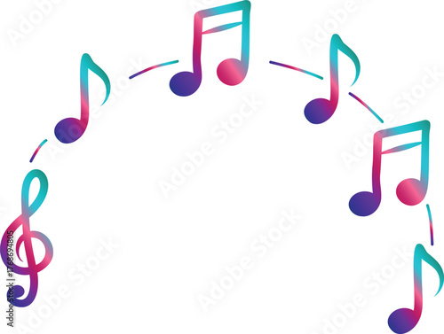 Gradient Musical Notes and Treble Clef
