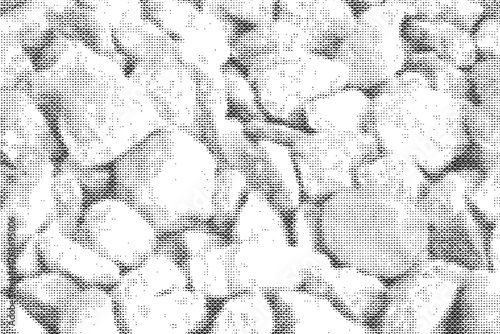 Smooth round pebbles texture background. Pebble sea beach close-up, dark wet pebble and gray dry pebble. Geometric triangular texture. Vector