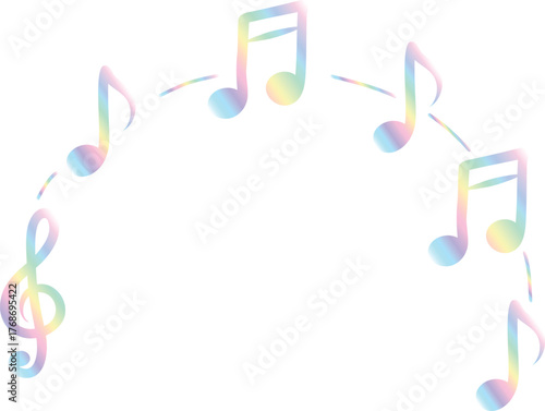 Iridescent Music Notes on a String