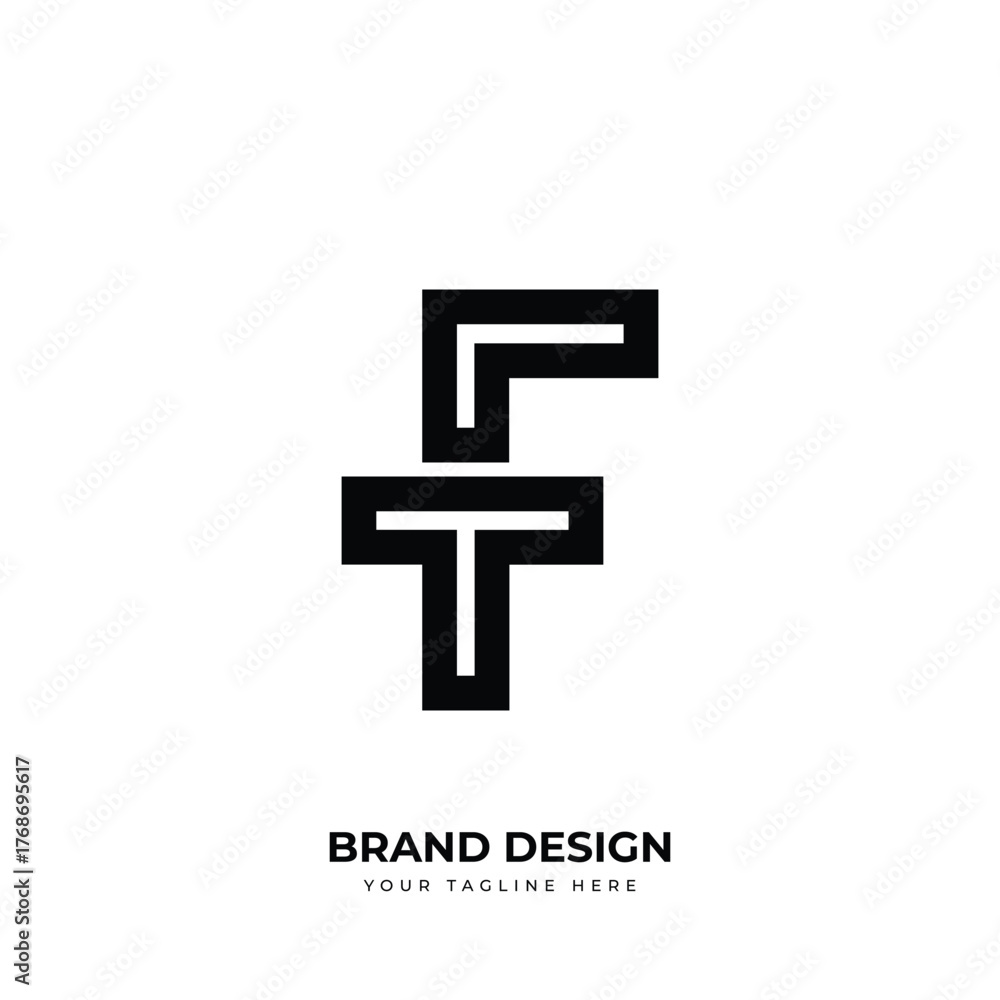 Obraz premium Letter Tf or Ft minimal negative space simple abstract logo