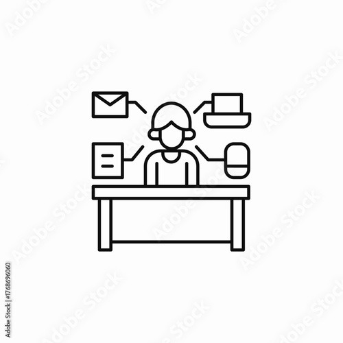 desk work multitasking icon sign vector