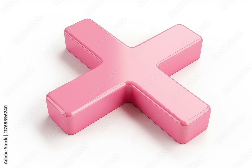 Obraz premium Minimal pink cross 3D icon isolated on solid white background, clean and modern digital render for error, cancel, delete, or close button concept in user interface design