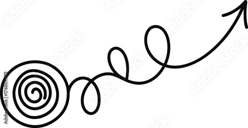 Hand drawn curly arrow pointing up for design