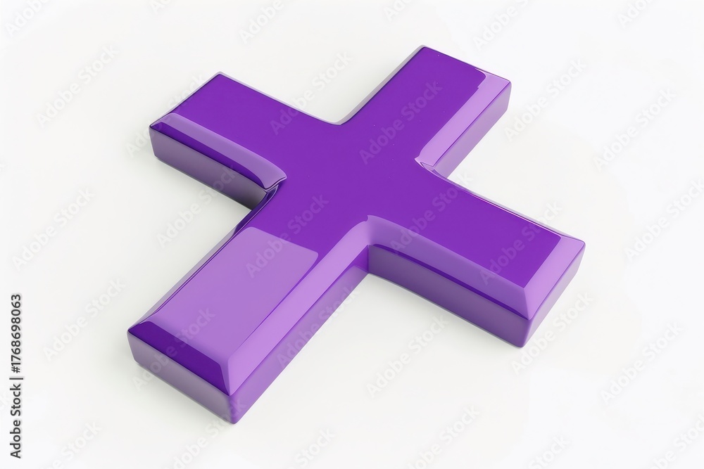 Obraz premium 3d render of purple cross mark icon isolated on clean white background with no shadow, minimal concept for error, wrong, cancel or delete button symbol, high-resolution digital graphic for ui ux desig