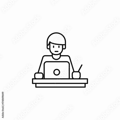 person desk working icon sign vector
