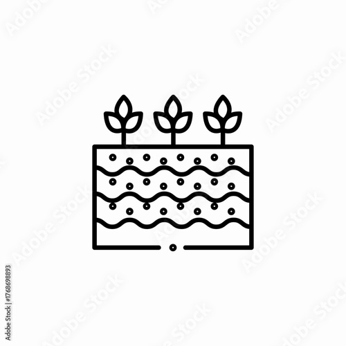 row sprouts soil icon sign vector