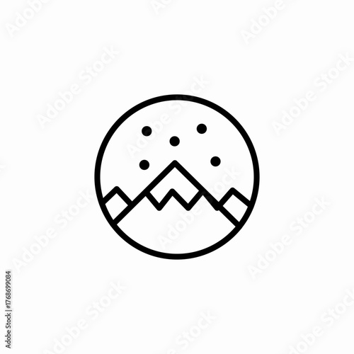 snowy mountain range at night icon sign vector