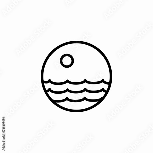 waves and sun icon sign vector