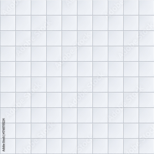 White bathroom wall seamless pattern. Kitchen ceramic floor grid tiles. Toilet or pool interior texture, geometric marble wallpaper. Vector background.