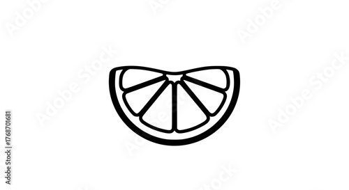 Sliced mandarin black white icon