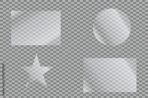 Transparent Glass plate background. Realistic screen glass, window effect with flare, clear glass showcase, glossy plastic glare frame, acrylic with glares and light, plexiglas, Stock royalty free	.