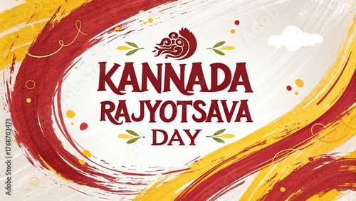 Kannada Rajyotsava DAY, Kannada festival poster, state pride theme, artistic color accents.