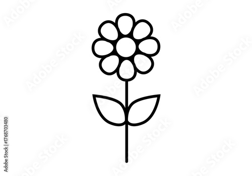Icono negro de flor en fondo blanco
