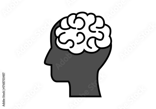 Icono negro de cabeza con cerebro