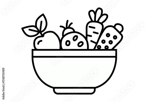 Icono negro de bol de verduras