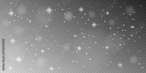 Realistic Sparkle and Light Bokeh on Transparent Background — Shining White Glow Overlay for Christmas, Winter, and Festive Design