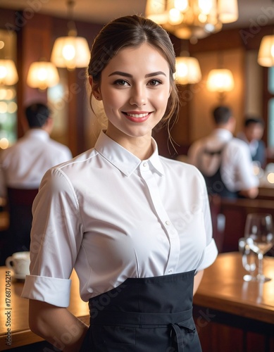 young woman in a restaurant