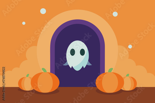 ghost portal floating in pumpkin mist on transparent background