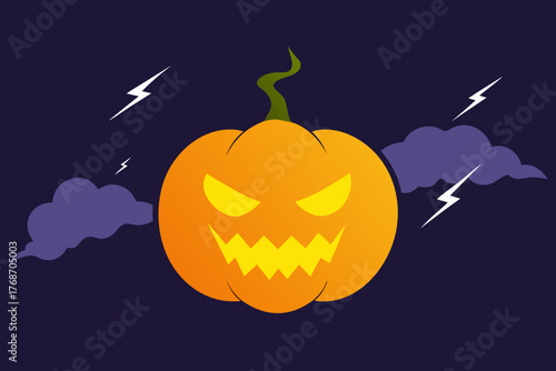 Pumpkin storm glowing with electric orange light on transparent background