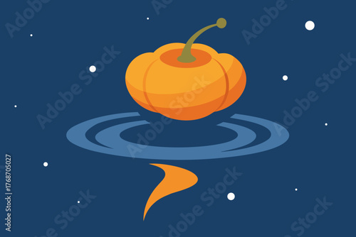 pumpkin tornado spinning through galaxy fog on transparent background
